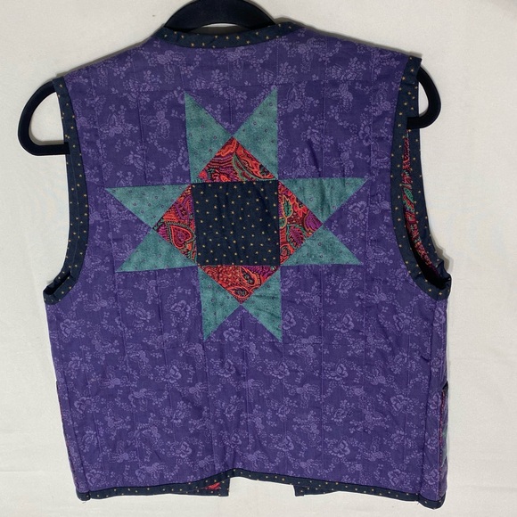 Vintage Handmade Purple Burgundy Reversible Quilted Vest S - Picture 12 of 13